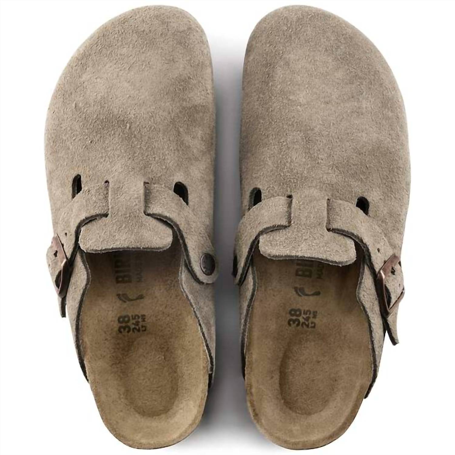 Unisex Boston Suede Leather Clogs In Taupe