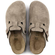 Unisex Boston Suede Leather Clogs In Taupe