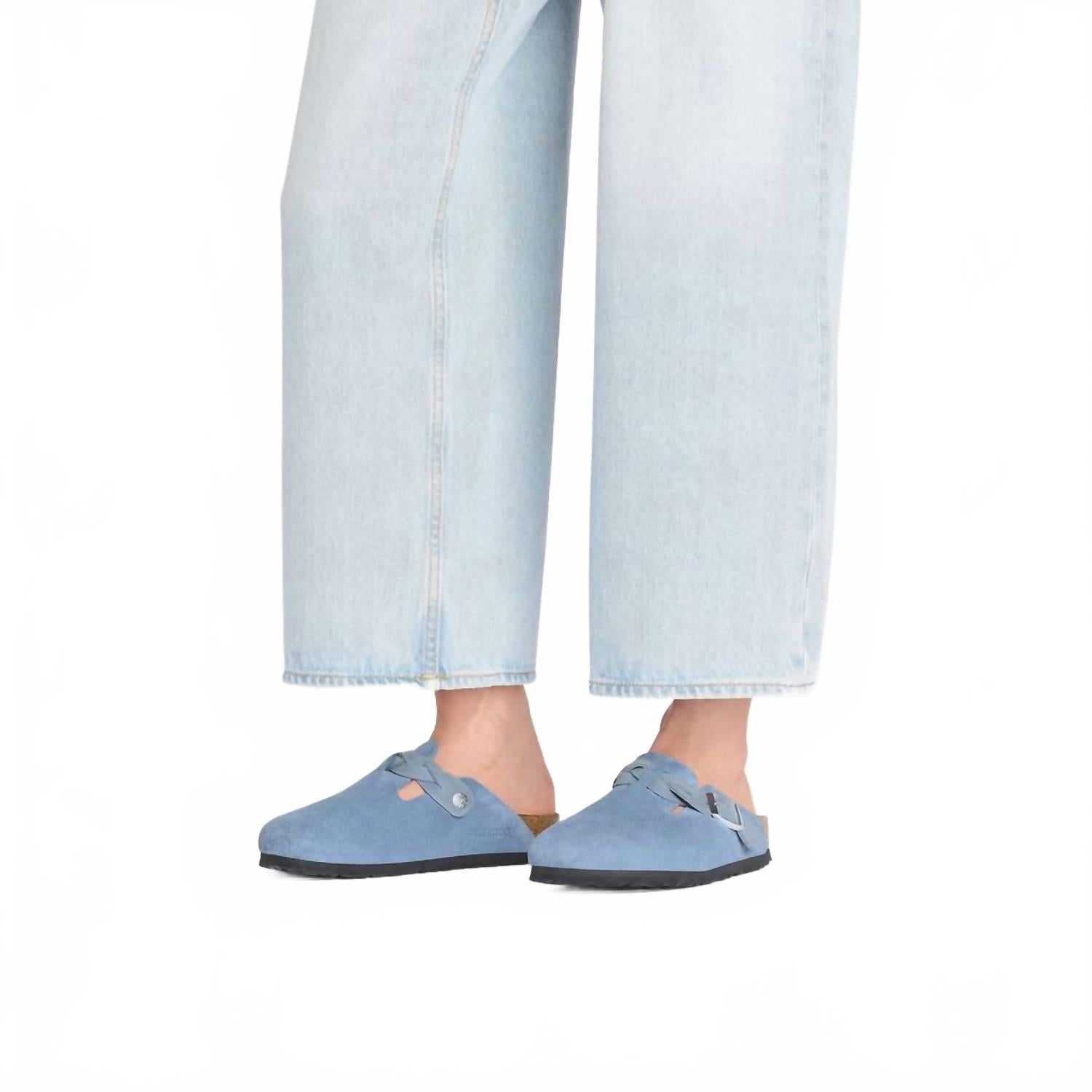 Women's Boston Braided Narrow Clogs In Elemental Blue Suede