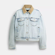 Coach Outlet Denim Jacket With Corduroy Collar In Organic Cotton