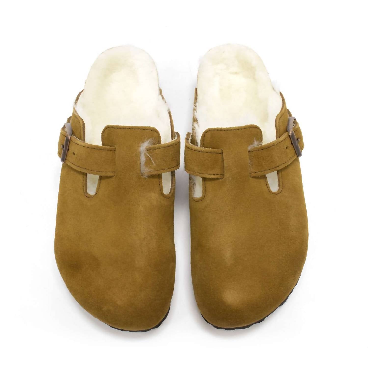 Women's Boston Shearling Suede Clogs In Mink
