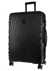 2pc Pierre Cardin Large Hard-Shell Suitcase & Cabin Set Luggage Tag Black