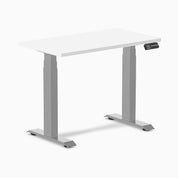 Desky Dual Mini Sit Stand Desk 900x500 White Desktop and Grey Frame
