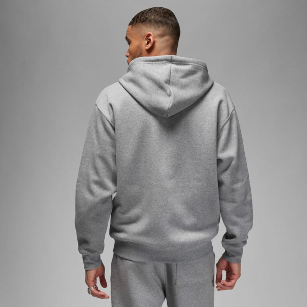 Men's Nike Jordan Brooklyn Fleece Full Zip Hoodie Carbon Heather/White FJ7771-091