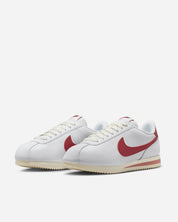 Women's Nike Cortez DN1791-103 Sneaker White Red Leather Lace Up Lifestyle Shoes