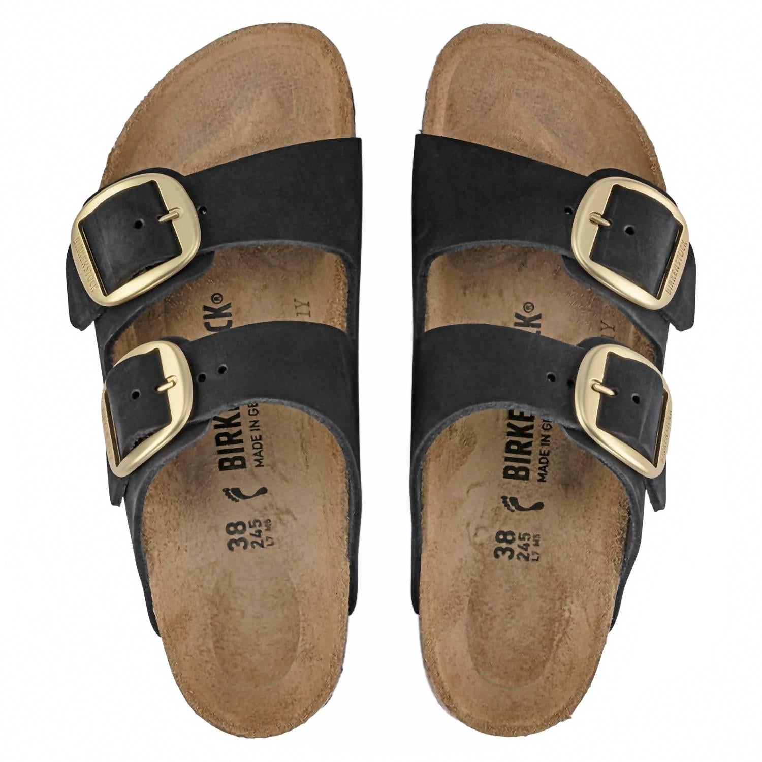 Women's Arizona Big Buckle Nubuck Leather Sandal In Black
