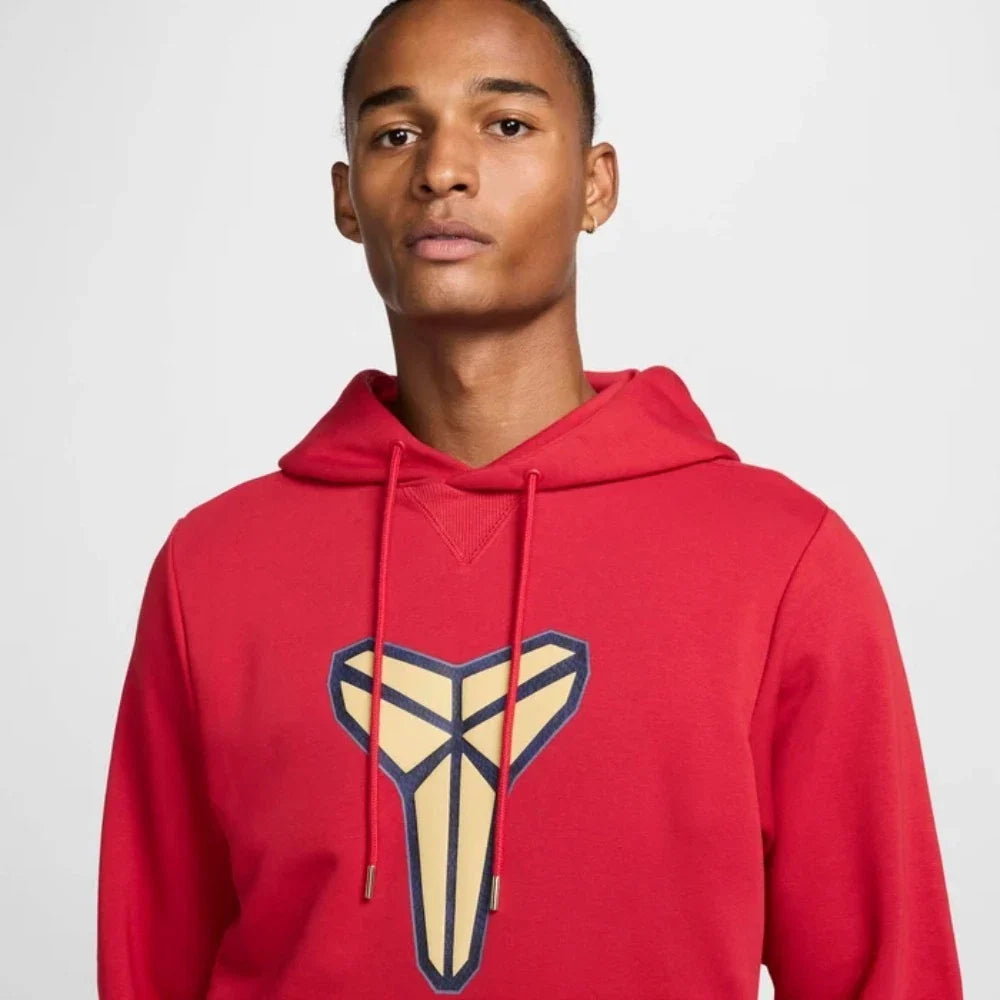 Nike Kobe Hoodie Men's Red French Terry Dri-FIT Pullover Activewear JAX761