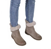 Women's Shearling Suede Short Boots In Grey