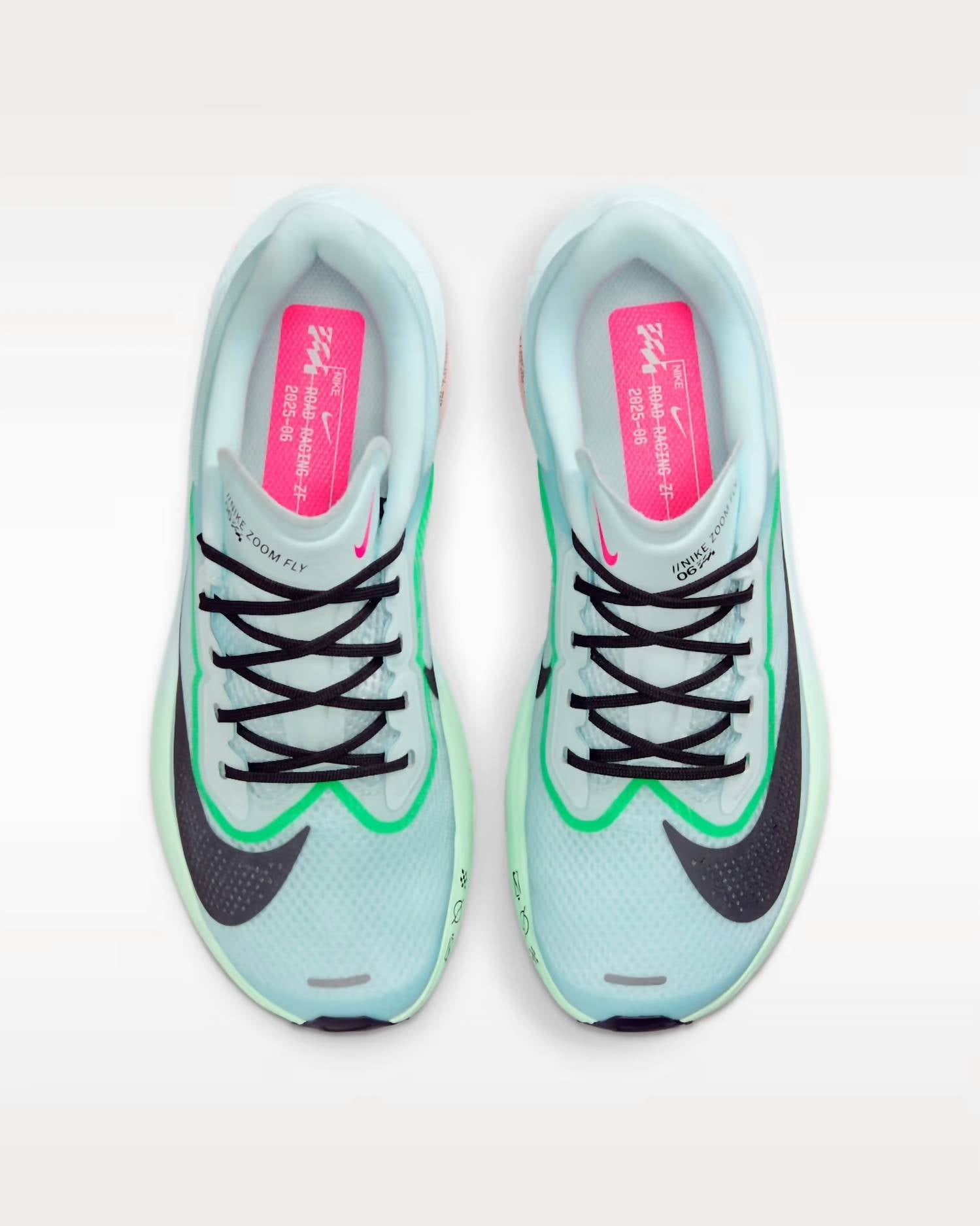Women's Zoom Fly 6 Road Racing Shoes In Glacier Ice Hyper Pink Green Shock Black