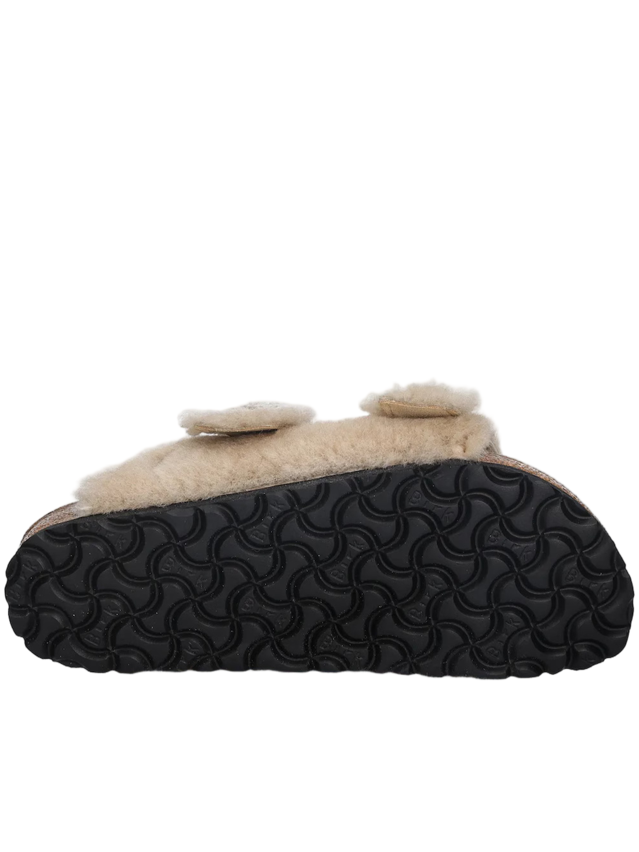 Slip-On Shearling Sandals with Contoured Cork Footbed