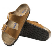 Women's Arizona Narrow Sandal In Taupe Suede Shimmering