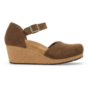 Women's Mary Suede Mary Jane Wedge Sandal In Dark Tea