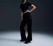 Women's Wind Runner High Waisted Woven Open Hem Pants In Black