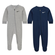 Baby's 2 Pieces Zip Up Bodysuit In Dark Grey Heather / Midnight Navy