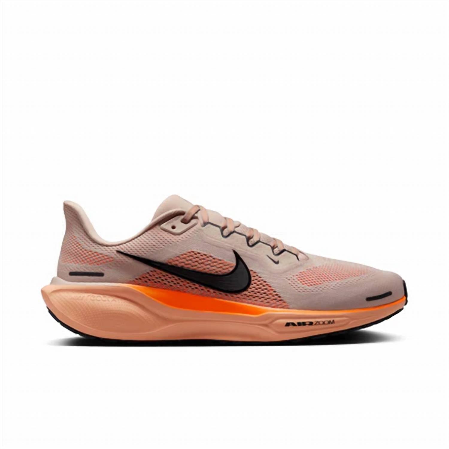 Men's Pegasus 41 Road Running Shoes In Fossil Stone Dark Obsidian Total Orange