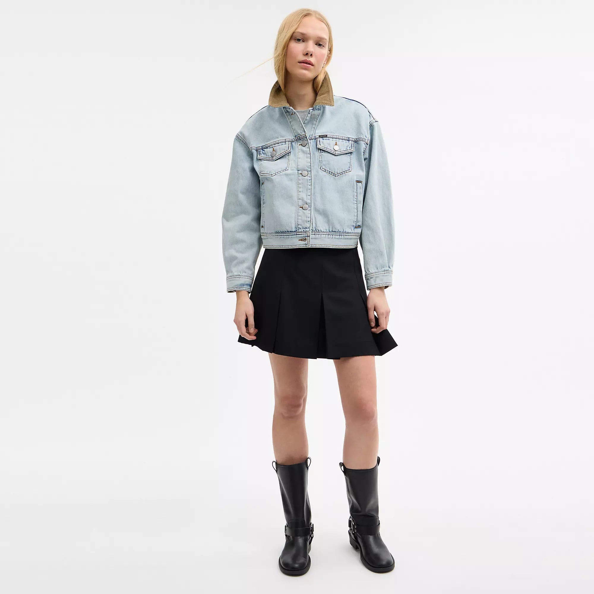 Coach Outlet Denim Jacket With Corduroy Collar In Organic Cotton