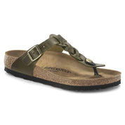 Women's Gizeh Braided Oiled Leather Sandals In Olive Green