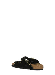 Black Arizona Suede Buckle Slides