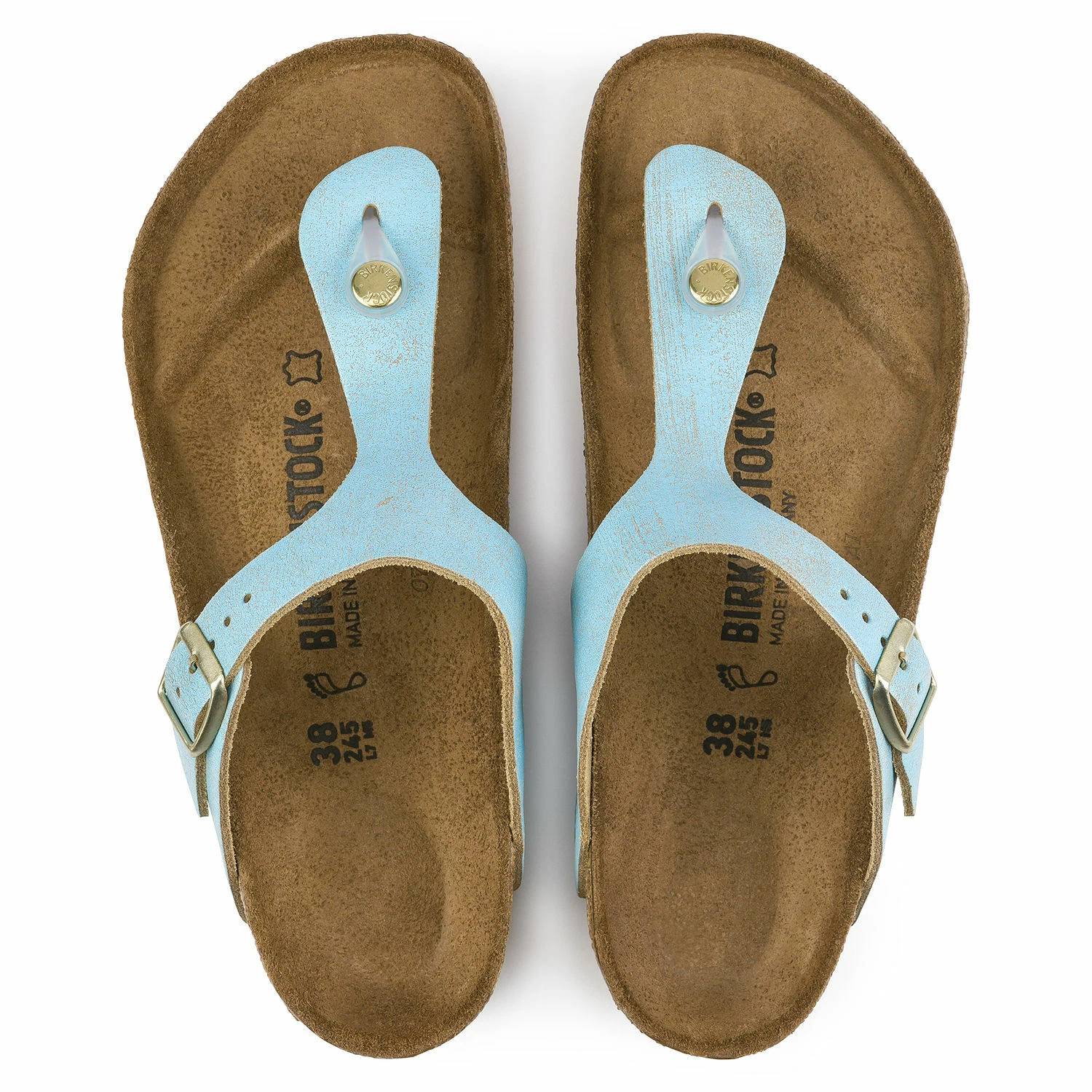 Women's Gizeh Leather Sandals In Aqua