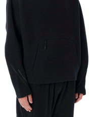 Boxy-Fit Black Hoodie with Reflective Details and Zip Pocket