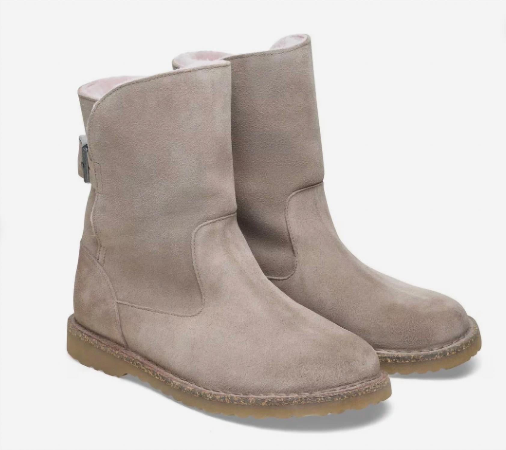 Women's Shearling Suede Short Boots In Grey