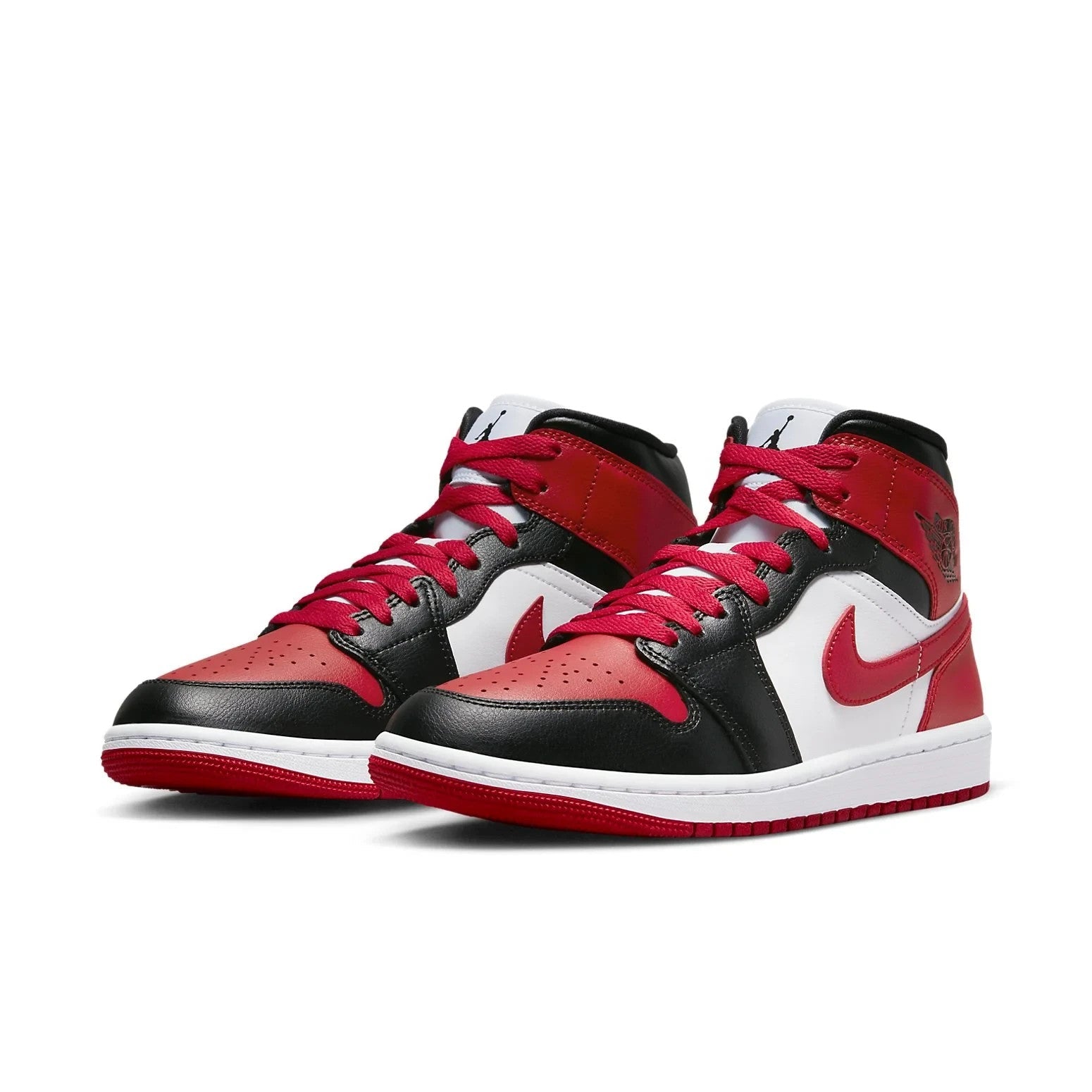 Women's Nike Air Jordan 1 Mid "Bred Toe" BQ6472-079 Red Black Lifestyle Shoes