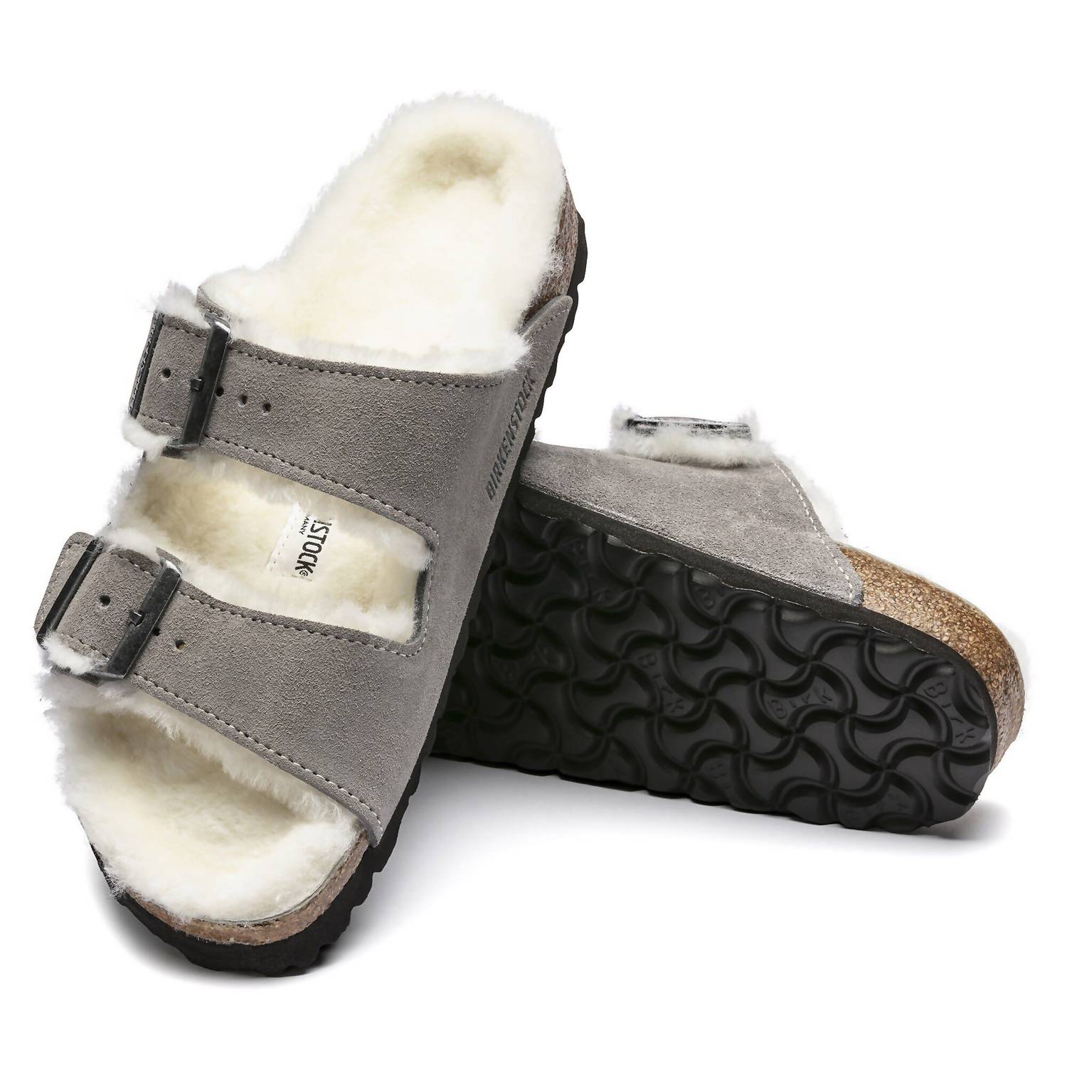 Unisex Arizona Fur Flip-Flops In Stone Coin