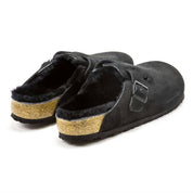 Men's Boston Shearling Suede Clogs In Black