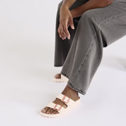Women's Birkenstock Arizona Sandal Pink Stealth Buckle 2-Strap VER285