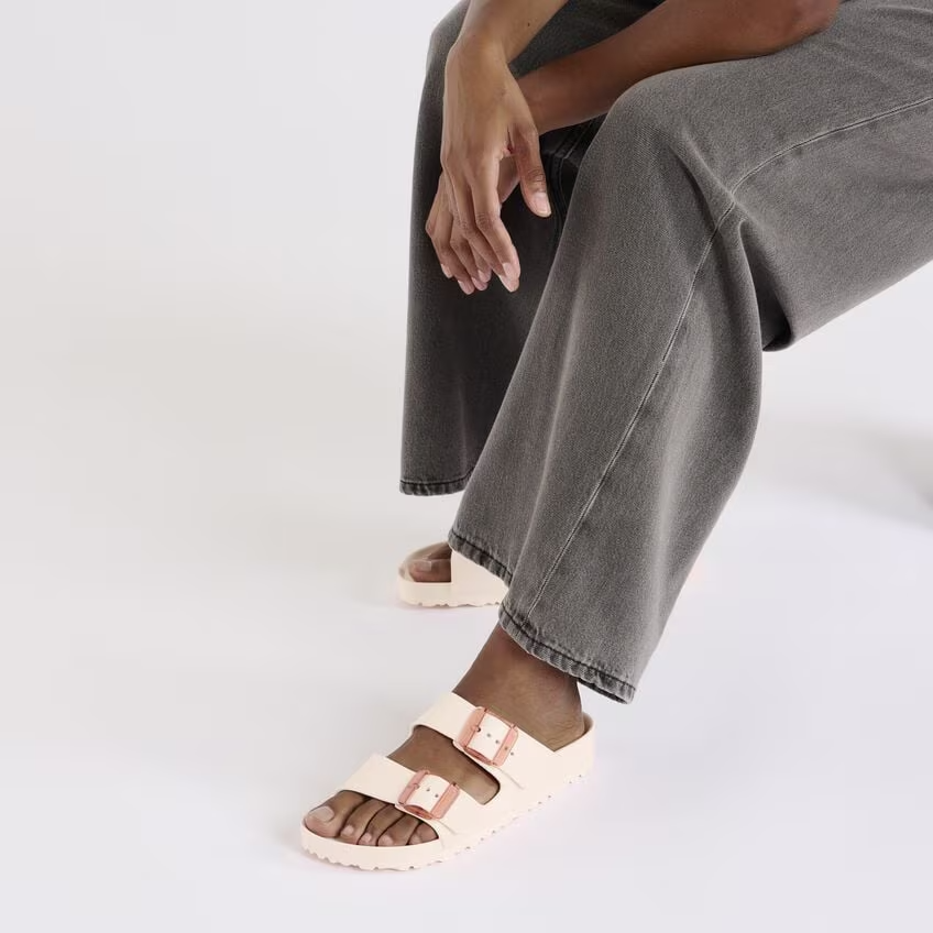 Women's Birkenstock Arizona Sandal Pink Stealth Buckle 2-Strap VER285