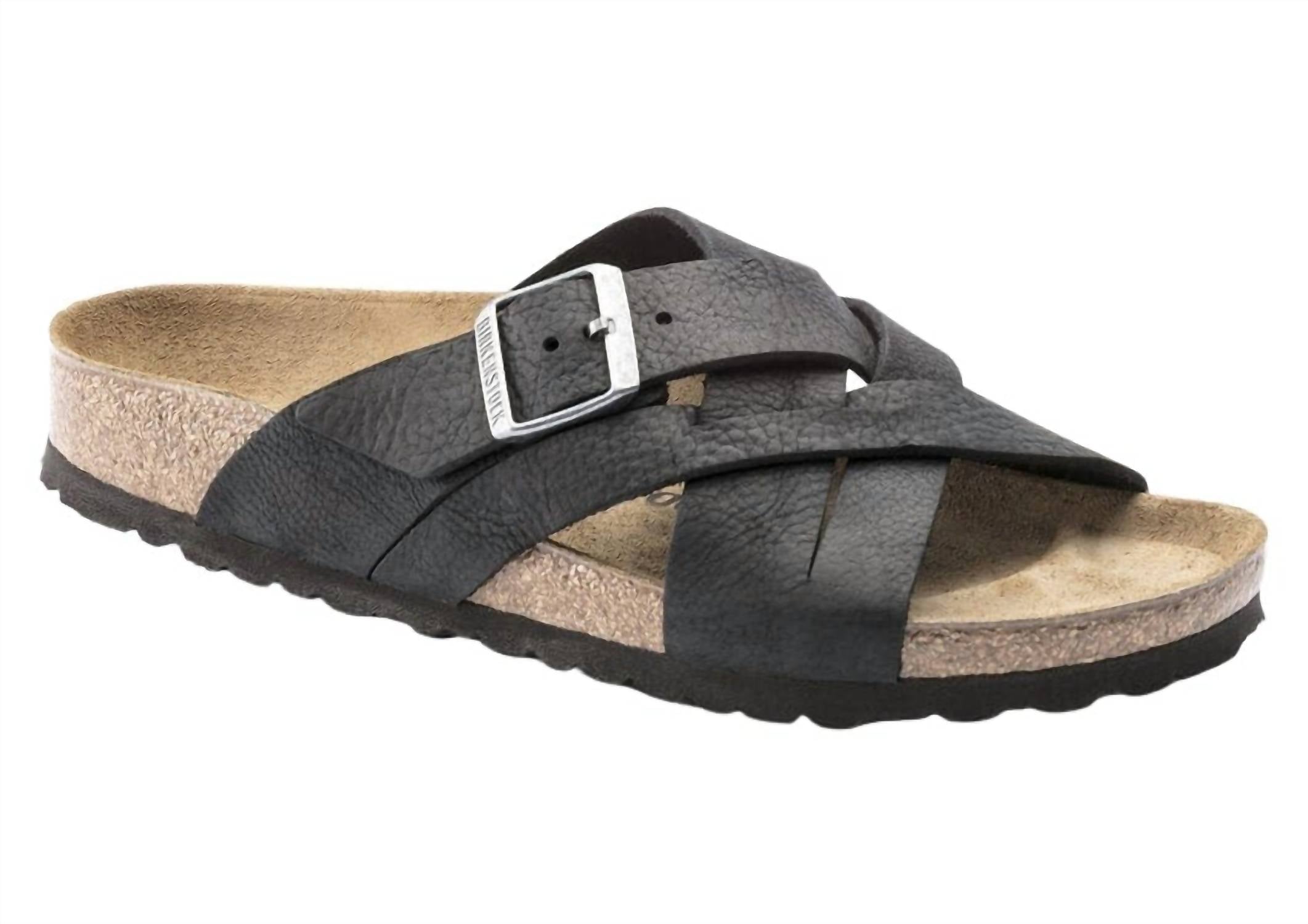 Men's Lugano Oiled Leather Crossed-Strapped Sandal In Black