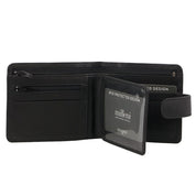 Milleni Men's Leather Tab Cash/Card Zone Protected RFID Wallet 11.5cm Black