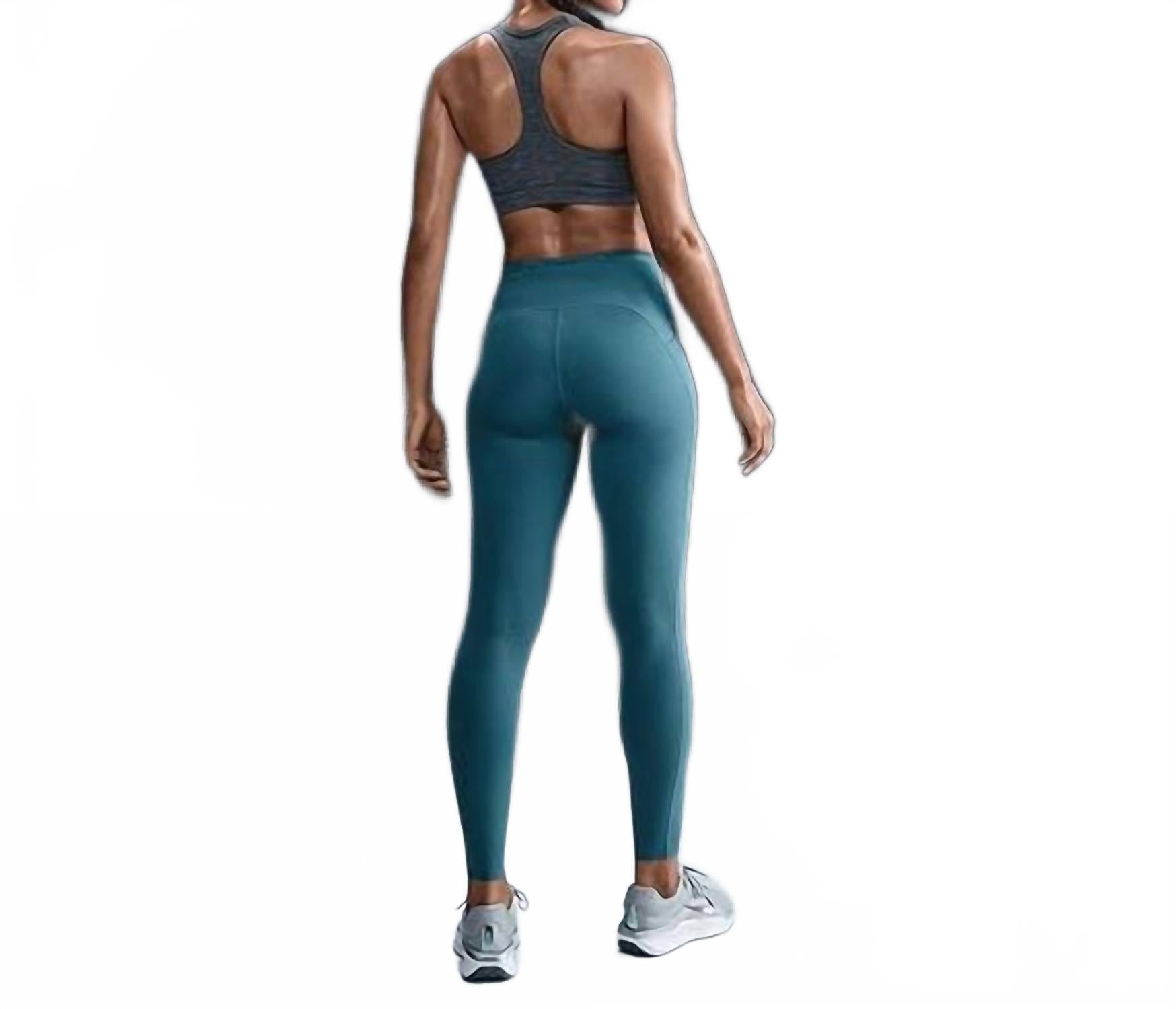 Swift High Waisted 7/8 Running Leggings With Pockets In Smokey Blue