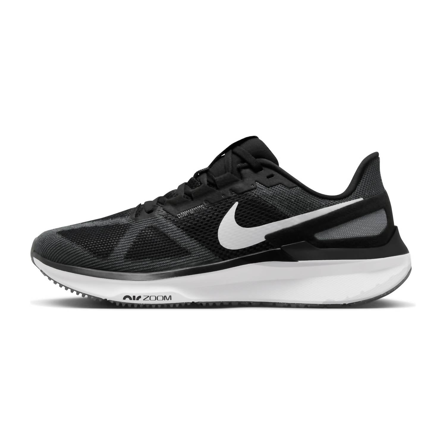 Men's Structure 25 Road Running Shoes In Black/white/dark Grey