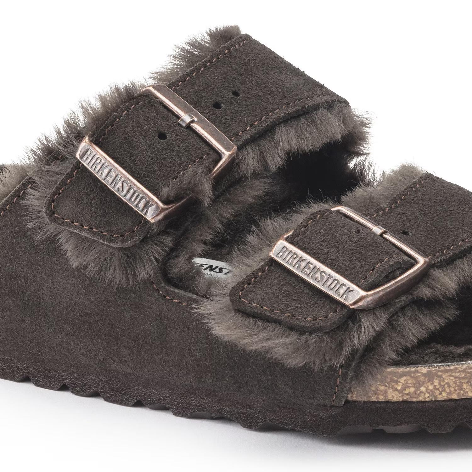 Women's Arizona Shearling Suede Sandal In Mocha