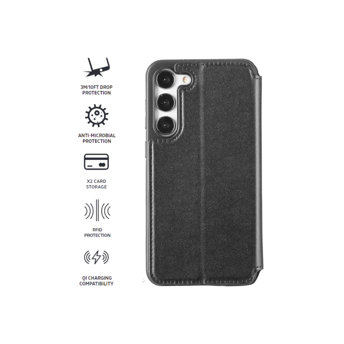 3sixT SlimFolio Phone Case for Samsung Galaxy S23+ - Black