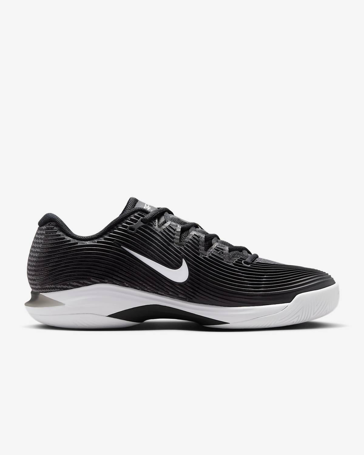 Men's Zoom Vapor 12 Hard Court Tennis Shoes In Black White On Smoke Grey