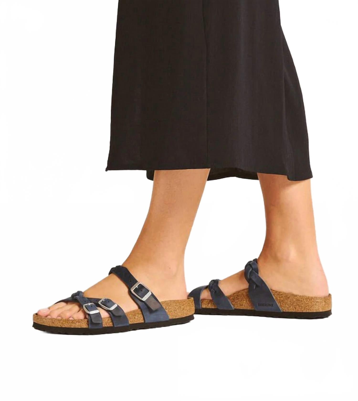 Women's Franca Oiled Leather Sandals In Navy