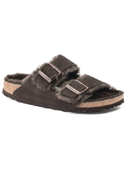 Unisex Arizona Shearling Suede Narrow Sandals In Mocca