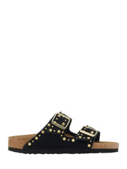 Black Arizona Suede Studded Slipers