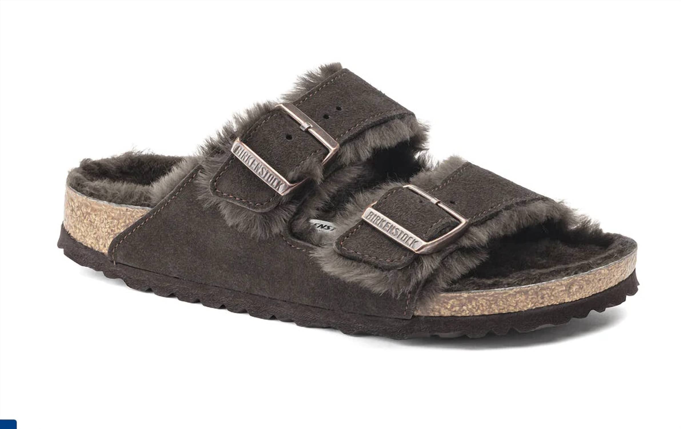 Women's Arizona Shearling Suede Sandals In Mocha