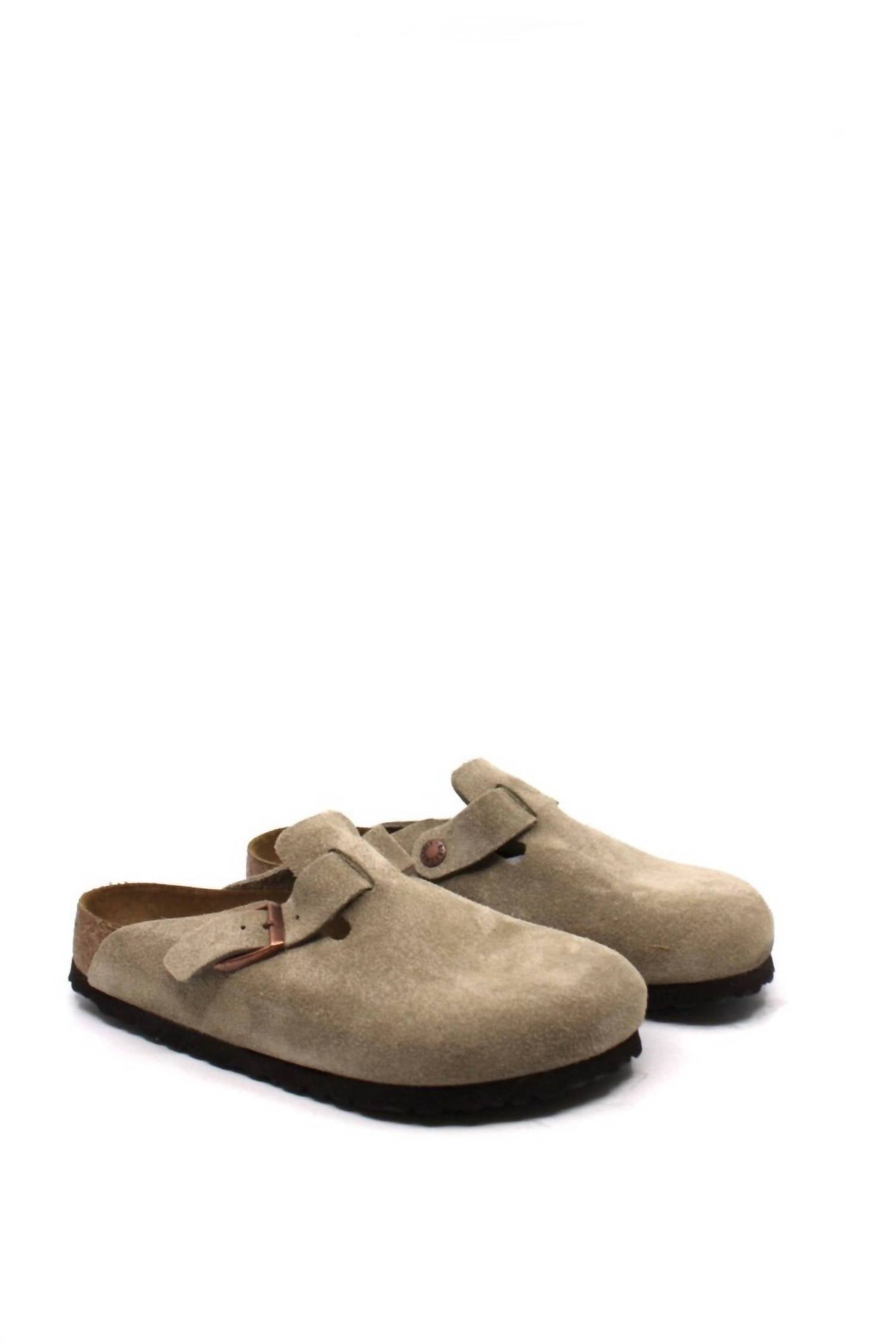 Women's Boston Suede Soft Footbed Clog In Taupe