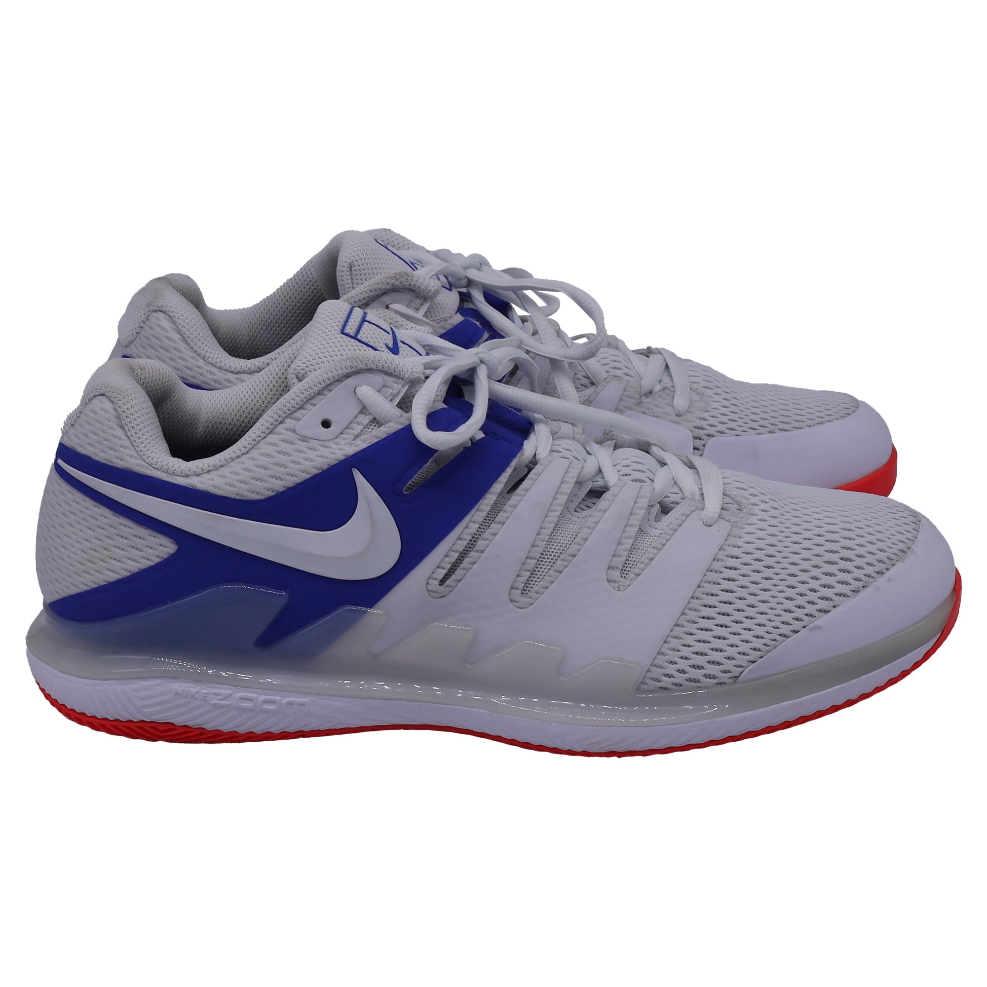Nike Court Air Zoom Vapor X Sneakers in White Game Royal Polyester