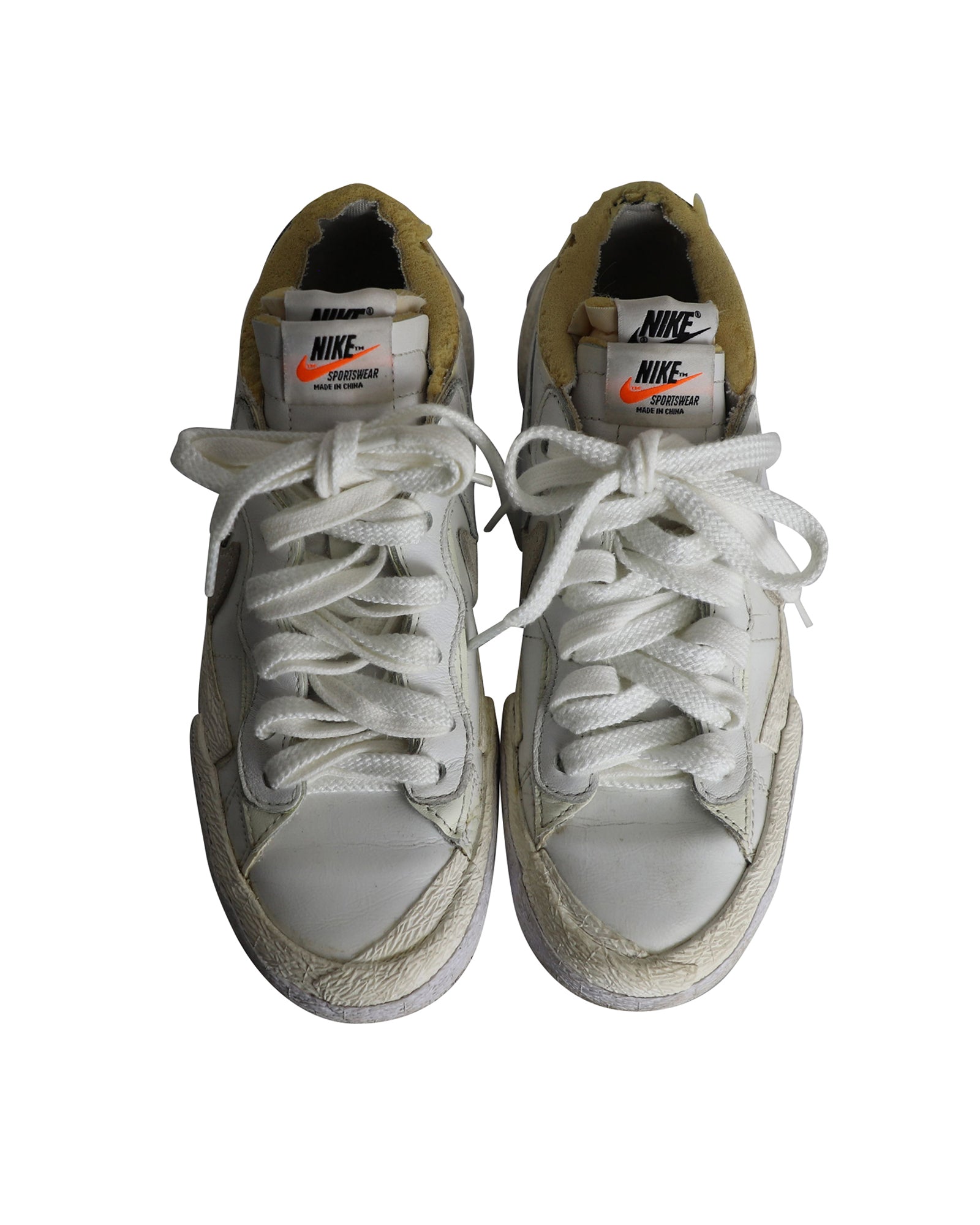 Nike x Sacai Blazer Low Sneakers in White Patent Leather