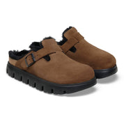 Women's Boston Chunky Shearling Clogs In Dark Tea