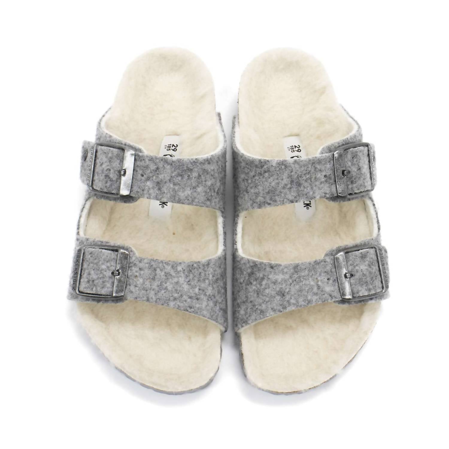 Girl's Arizona Rivet Wool Felt Sandals In Light Grey