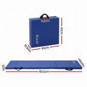 Everfit Gymnastics Mats Folding Exercise Floor Mat Portable 3 Fold Tumbling Mat Blue