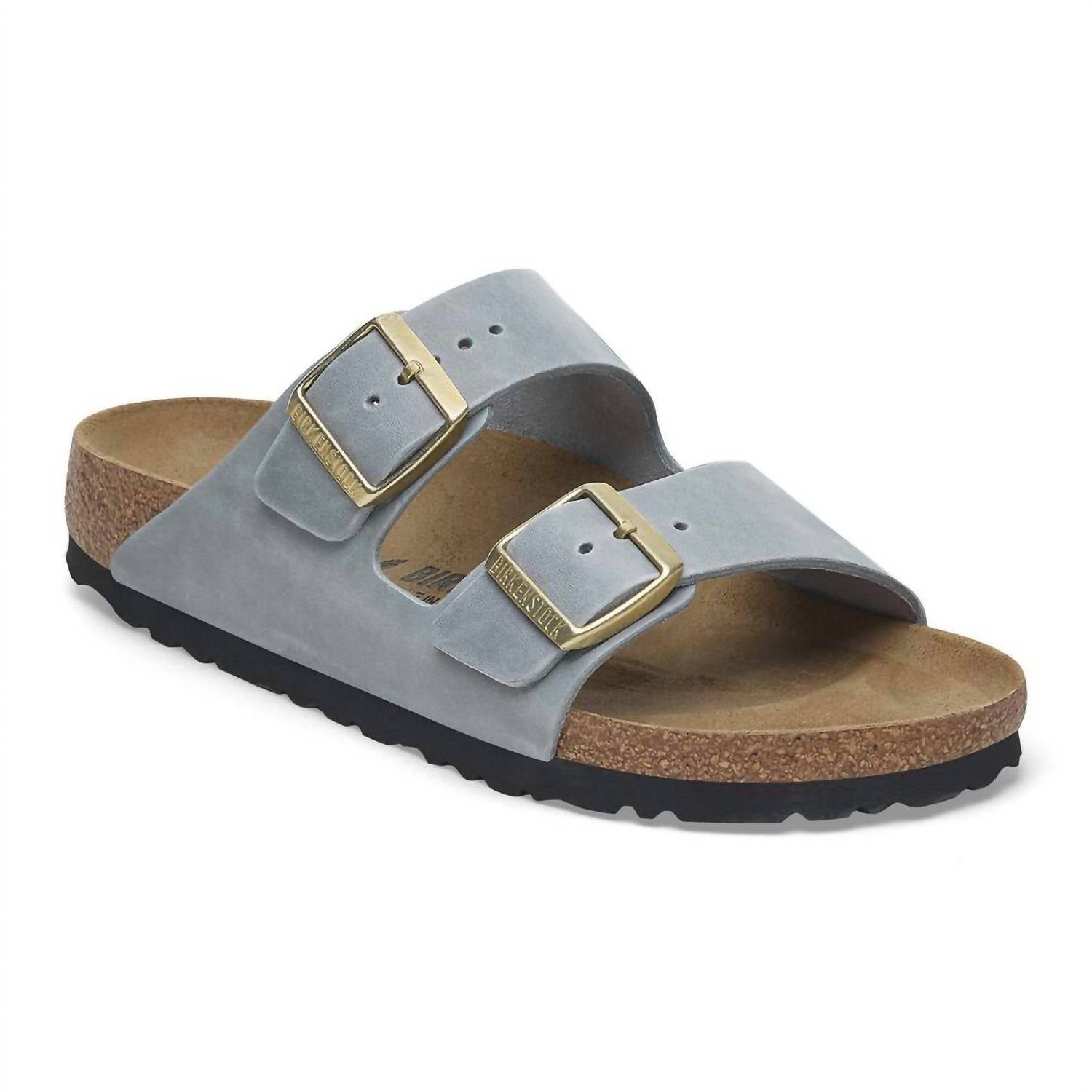 Unisex Arizona Oiled Leather Sandal In Basalt Grey