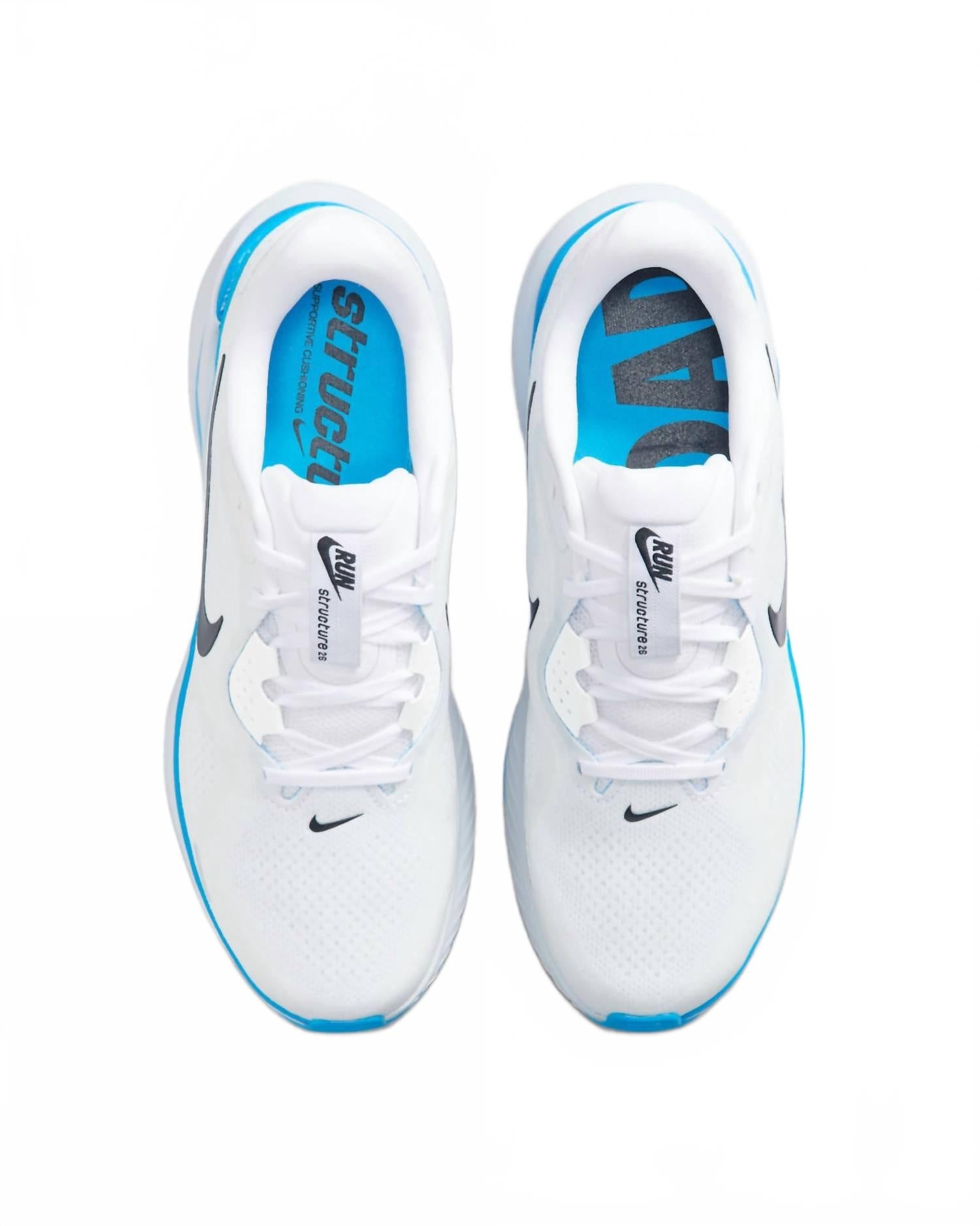 Men's Structure 26 Road Running Shoes In White Blue Hero Pure Platinum Black