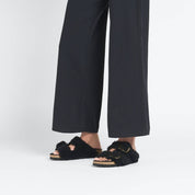 Women's Arizona Big Buckle Shearling Teddy Sandals In Black